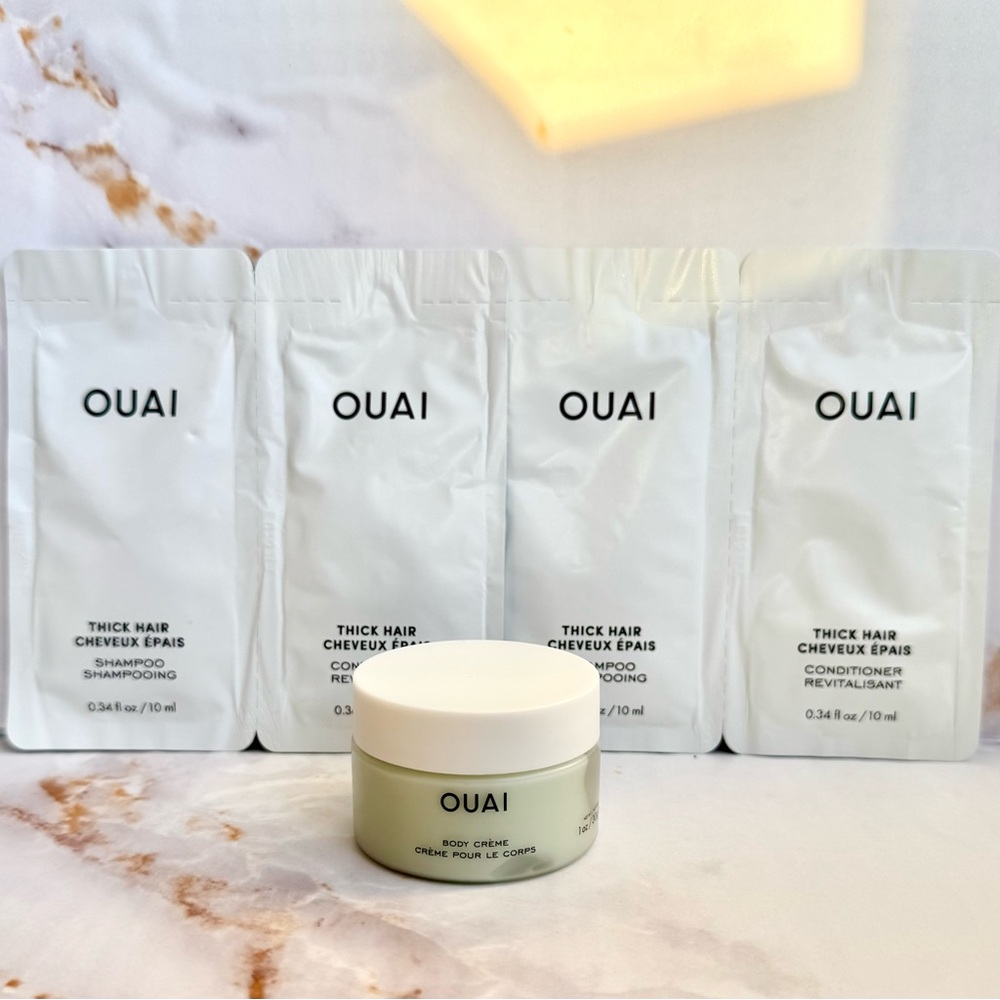 Mini Ouai Body Creme Cream Butter Squalane THICK Hair Shampoo Conditioner Set